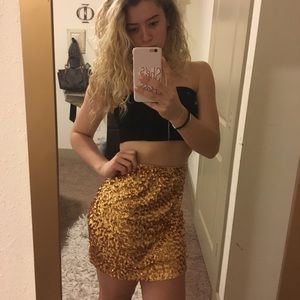 gold sequin skirt